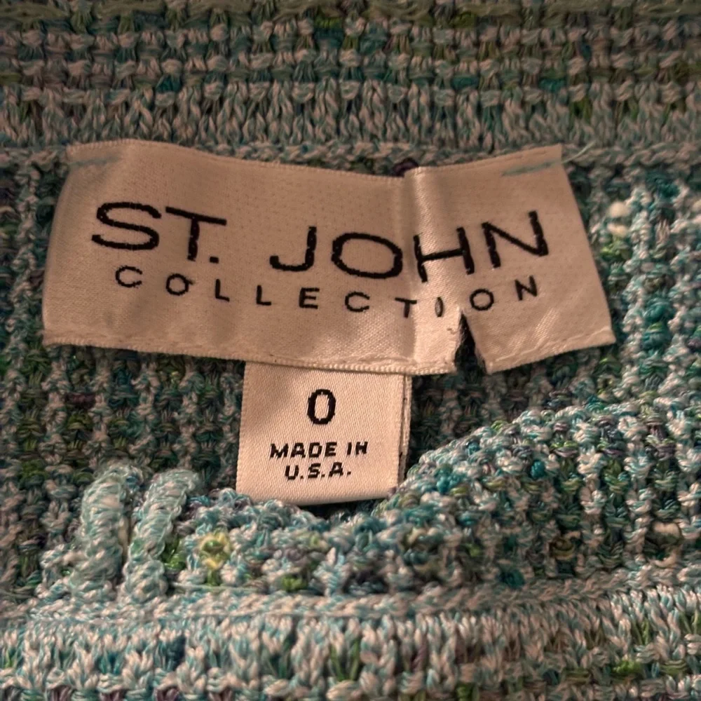 ST JOHN Collection Vintage Teal Blue Textured Knit Flared Midi Skirt Size 0 USA